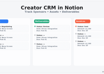 Creator CRM in Notion: Track Sponsors, Assets, Deliverables